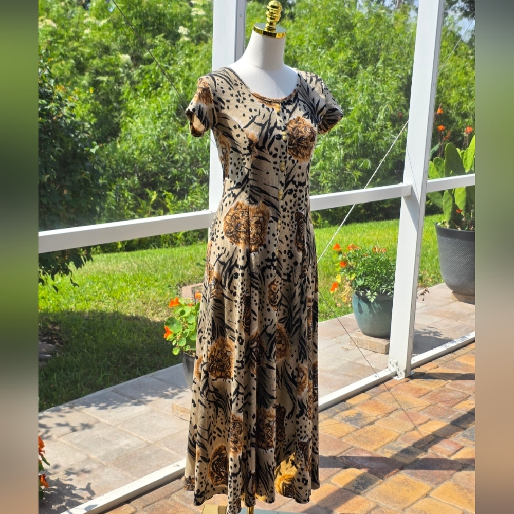 BOHO-CHIC Cotton ANIMAL PRINT MAXI | Vintage Lux Resort Wear Dress …
